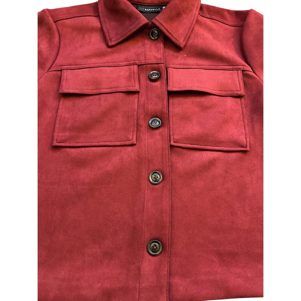 Rafaella‎ Womens Faux Suede Shirt Jacket Cabernet Red Size S RSJFEO22 NWT